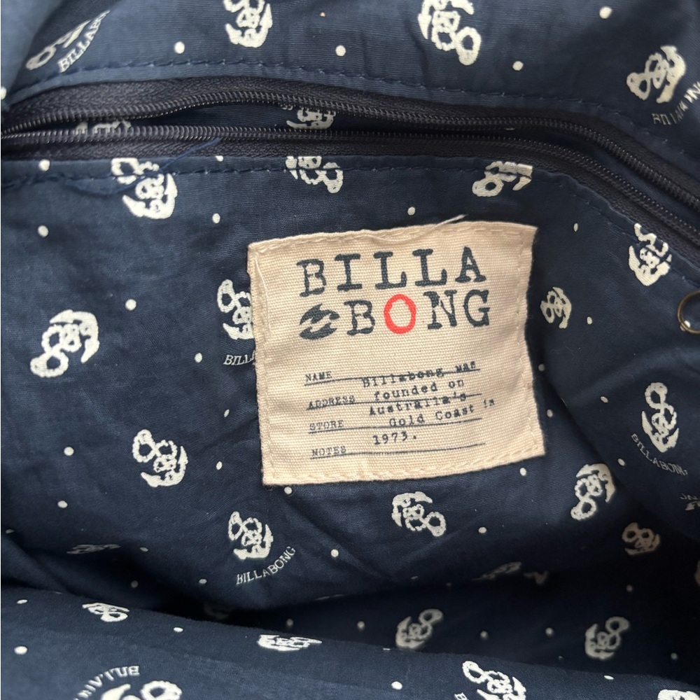 Y2k Billabong gold\bronze leather duffle bag purse w/anchor patterned interior - Picture 7 of 8